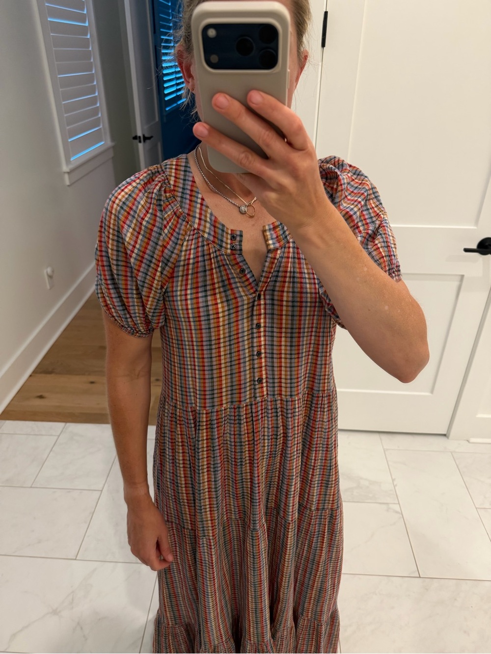 THE GREAT. Multi-Color Plaid Tiered Maxi Dress - Picture 2 of 4